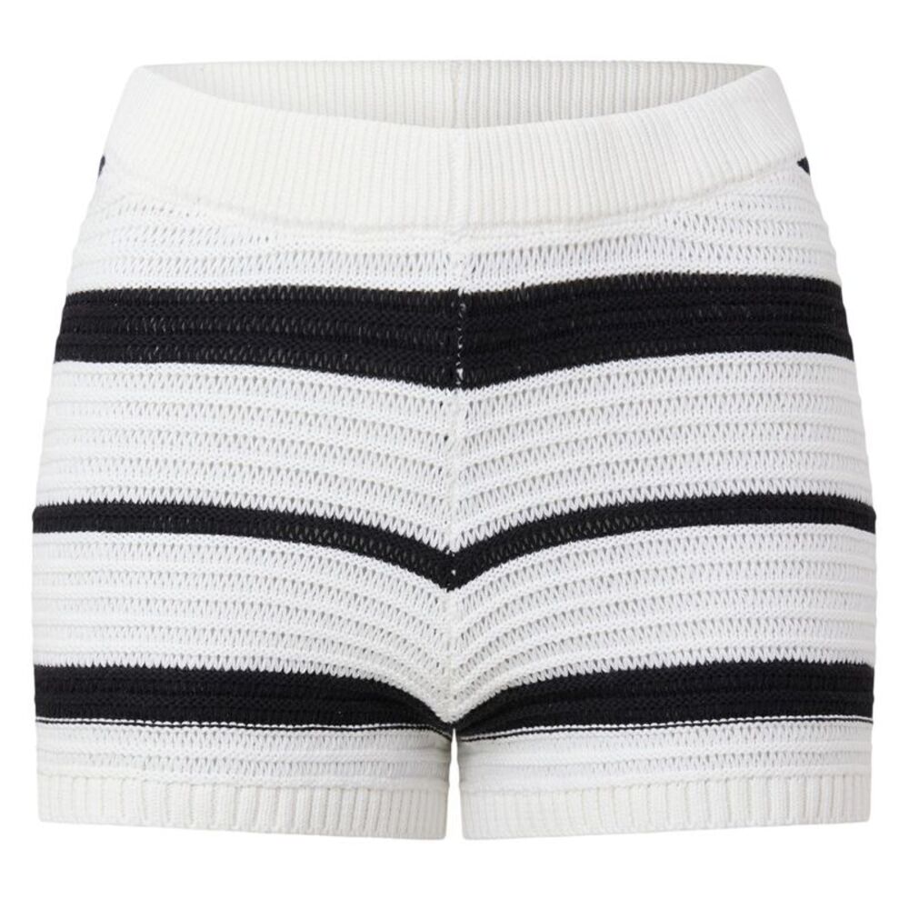 I Saw It First Womens/Ladies Knitted Striped Snug Fit Shorts / Cream/Black
